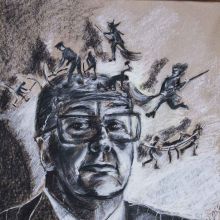 Беспокойство,   бумага, уголь, соус, 42х60 см, 2019 год, автор Базаров Михаил