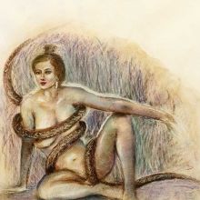 "Egle Queen of the snakes","Эгле-королева ужей",б., пастель, 48Х64, 2019, автор Базаров Михаил