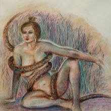 "Egle Queen of the snakes","Эгле-королева ужей",б., пастель, 48Х64, 2019, автор Базаров Михаил