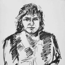"Портрет писательницы", маркер, бумага, 30х40 , 2020, автор Базаров Михаил