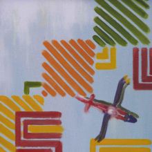 "Helicopter at the airport in Tehuantepec","Вертолет на аэродроме в Теуантепеке", масло, холст, 30х40, 2020, автор Базаров Михаил