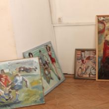 Картины Михаила Базарова на выставке, посвященной спорту