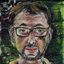 Автопортрет 21 29 см пастель бумага 2018 автор Михаил Базаров