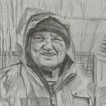 Портрет художника  Николая Сухорукого. 42х60 см, карандаш, бумага 2019, автор Михаил Базаров