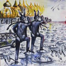 Рисунок "Бревнопуть ", б., акварель, 62х86 см, 2019 год, автор Базаров Михаил